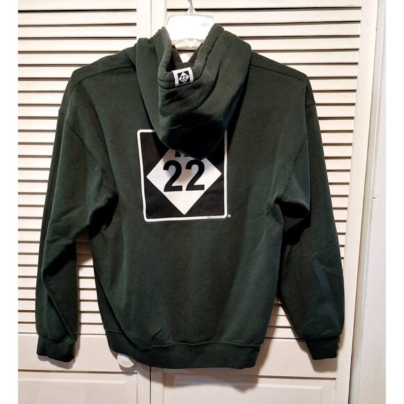 M22 Green Pullover Hoodie With Front & Back Logo Print M - Picture 3 of 5